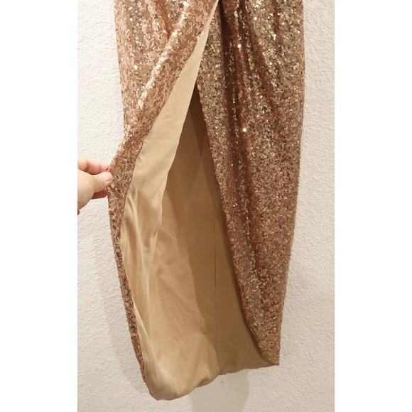 NWOT LA FEMME ROSE GOLD SEQUIN DRESS - Picture 4 of 16